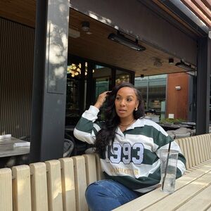 Green and White Striped 1993 Manhattan Sweatshirt